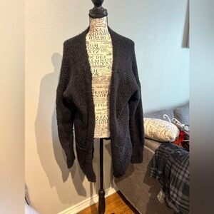 miami Black Open-Front Plush Women's Cardigan